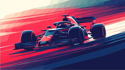 Racing car illustration. Formula one. Motorsport.	