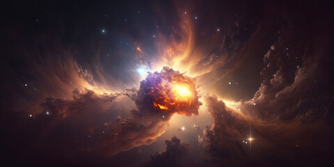 space background with stardust and shining stars. realistic cosmos and color nebula. colorful galaxy