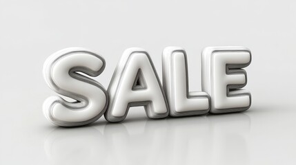 The word SALE in large white letters on a white background. A banner for Black Friday or big discounts in the store. 3d illustration for stocks.