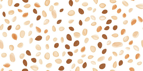 Wall Mural - Sesame seeds with tiny, oval shapes on a white background, a delicate touch, seamless pattern