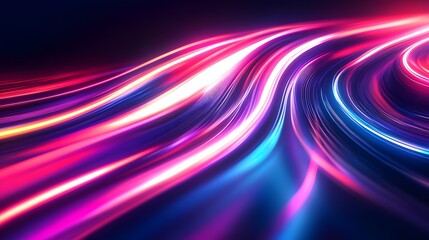 
Modern abstract high-speed light effect. Abstract background with curved beams of light. Technology futuristic dynamic motion. Movement pattern for banner or poster design background concept.