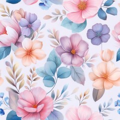 Sweet flower watercolor seamless pattern. soft pastel colors water color seamless pattern for beauty products or other.