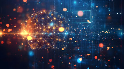 Wall Mural - business intelligence concept based on generative ai technology, global network, futuristic technolo
