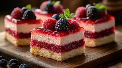 Delicious berry cake dessert - generative ai