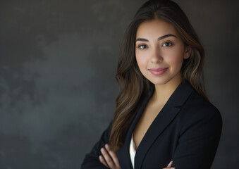 Wall Mural - High-quality portrait headshot of a young businesswoman, showcasing her as a professional executive and entrepreneur. Ideal for corporate profiles, business portfolios, and professional networking.

