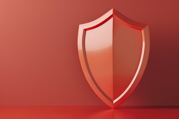 Poster - 3D icon of shield symbolizes security warning on black background