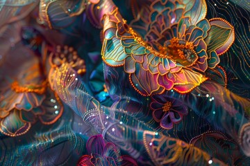 Fototapete - colorful abstract painting of smoke, Intricate and detailed patterns