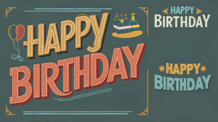 Canvas Print - A set of three different birthday cards with happy and birthdays written on them, AI