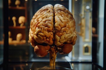 Poster - brain with fire inside of it, Inside look at human brain representing dynamic consciousness
