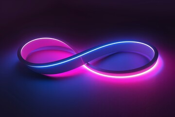 Wall Mural - colorful neon light on black background, mobius strip, 3D neon glowing, contrasting against dark background Transparent background