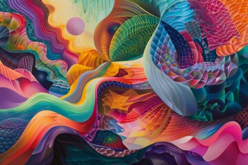 Aufkleber - colorful swirl of paint on white background, Multicolored quantum landscapes shifting in and out of reality