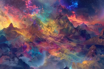 Aufkleber - colorful swirl of paint on white background, Multicolored quantum landscapes shifting in and out of reality