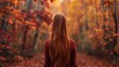 © AbiScene - Enchanting Autumn Serene Woman Amidst Vibrant Leaves in Forest