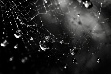 Poster - Water droplets Gentle water droplets clinging to spiderweb