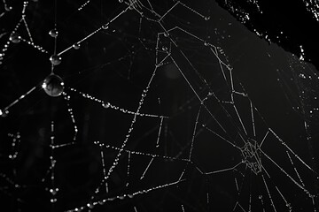 Poster - Water droplets Gentle water droplets clinging to spiderweb