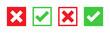 © pixel.99 - tick mark icon button set check box correct right wrong buttons or yes or no checkmark red cross green tick square vector illustration