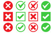 © pixel.99 - Check box tick mark icon set button correct right wrong buttons or yes or no checkmark red cross green tick vector illustration