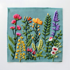 Wall Mural - Plant embroidery needlework pattern.