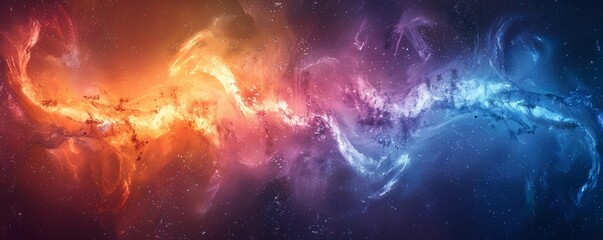 Wall Mural - Watercolor abstract galaxy with swirling stars and light on white.