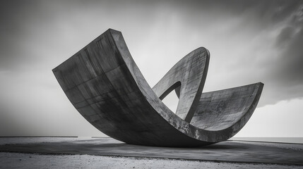 Sticker - A sculpture of a boat is on a pedestal