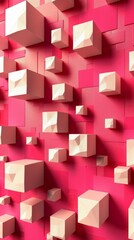 Poster - abstract background with cubes on a red backdrop
