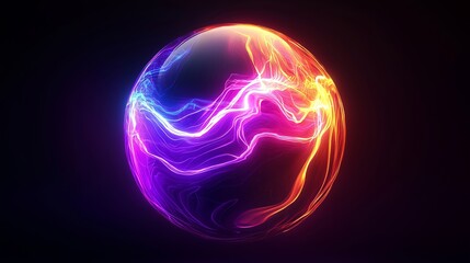 Wall Mural - Dynamic Colorful Energy Sphere with Neon Glow Effects