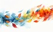 © Станислав Козаков - Watercolor abstract windblown leaves on white.