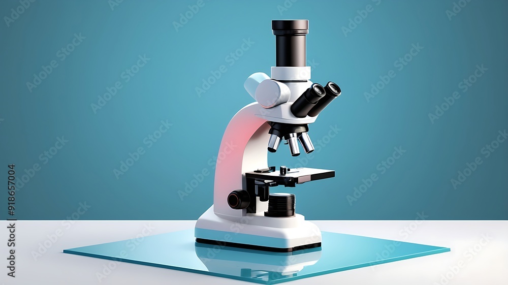 Microscope with biological research concept, 3D rendering. Digital ...