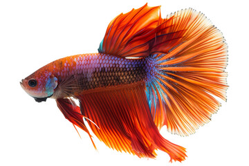 Wall Mural - Vibrant Orange and Blue Siamese Fighting Fish with Flowing Fins