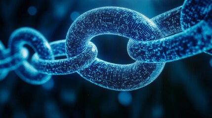 Blockchain Network: Digital Chain in Blue