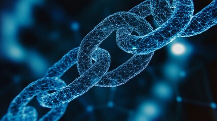 Blockchain Network: Digital Chain in Blue