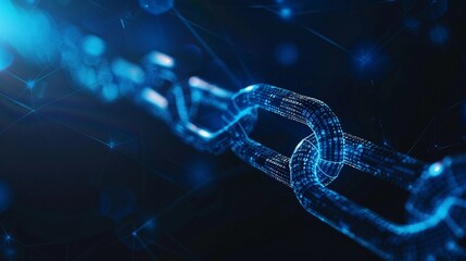Blockchain Network: Digital Chain in Blue