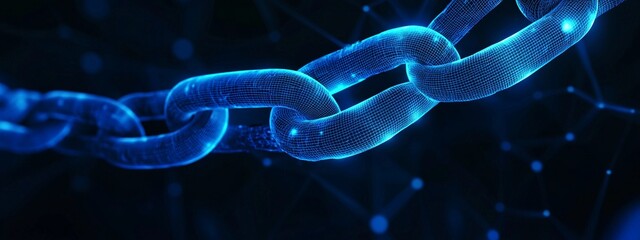 Blockchain Network: Digital Chain in Blue