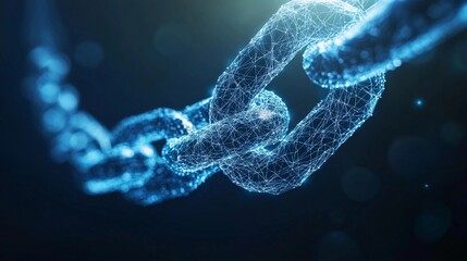 Blockchain Network: Digital Chain in Blue