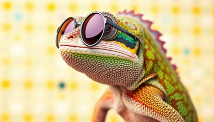 Wall Mural - Cool Chameleon with Sunglasses.