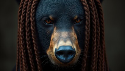 Wall Mural - Black Bear with Braids.