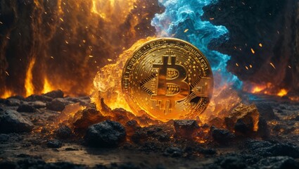 Canvas Print - Bitcoin - Bitcoin is a cryptocurrency. Image of decentralized digital currency bitcoin.