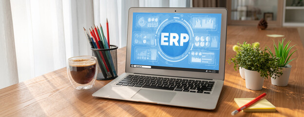 Wall Mural - ERP enterprise resource planning software for modish business to plan the marketing strategy