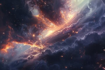 Wall Mural - Nebula, an ethereal cosmic cloud of dust and gas illuminated by starlight