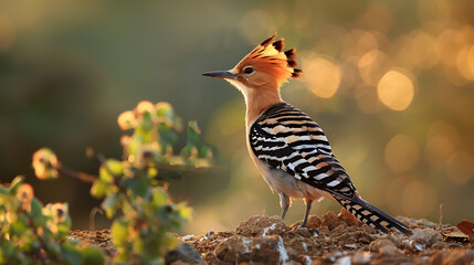 Eurasian hoopoe bird in early morning light ( Upupa epops )