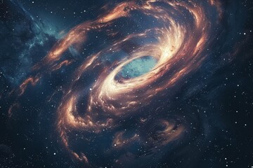 Wall Mural - glowing orange and blue spiral galaxy with stars in the cosmos