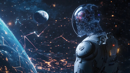 Wall Mural - artificial intelligence in space exploration - a depiction of ai assisting in space missions, from n