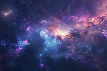 Canvas Print - Glowing Nebula and Stars in the Cosmos