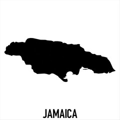 Jamaica Map - black World Map International vector template with High detailed isolated on white background - Vector