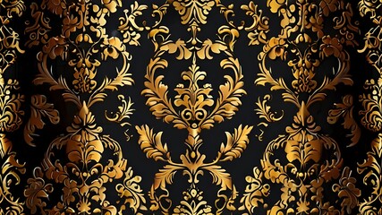 Wall Mural - Vector seamless damask gold patterns. Rich ornament, old Damascus style gold pattern Generative AI