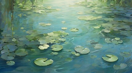 Sticker - water lilies in the pond