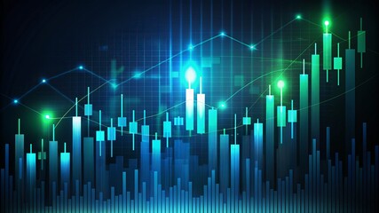 Wall Mural - A graph with green and blue lines and a yellow line