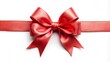 © Alexander - A red ribbon bow is tied in a white background