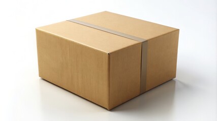 A brown cardboard box with a white background