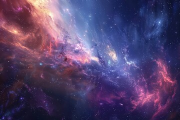 Wall Mural - colorful and vibrant space painting with bright glowing nebula clouds and stars
